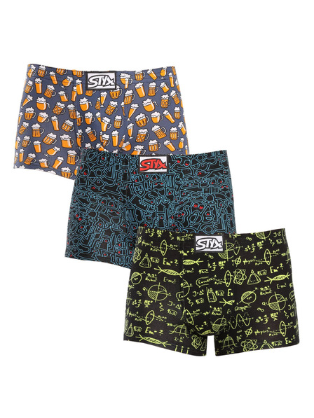 Styx Set trei - boxeri bărbătești Styx art bandă elastică clasică multicolor