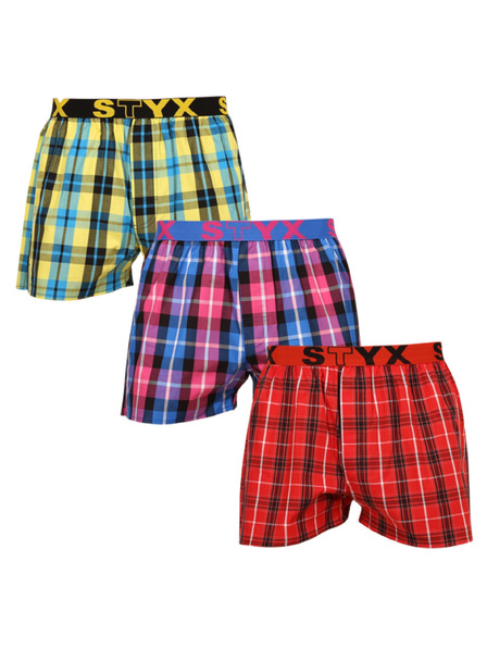 Styx Set de trei - pantaloni scurți bărbătești Styx bandă sportivă multicolori