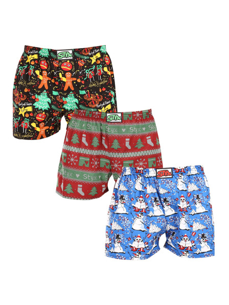 Styx Set de trei - pantaloni scurți bărbătești Styx art bandă clasică multicolori