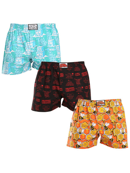 Styx Set de trei - pantaloni scurți bărbătești Styx art bandă clasică multicolori