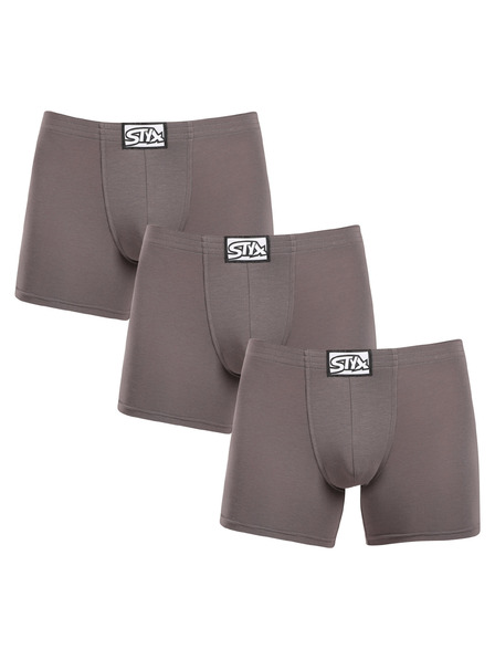 Styx Set de trei - boxeri bărbați Styx long elastică clasică gri închis
