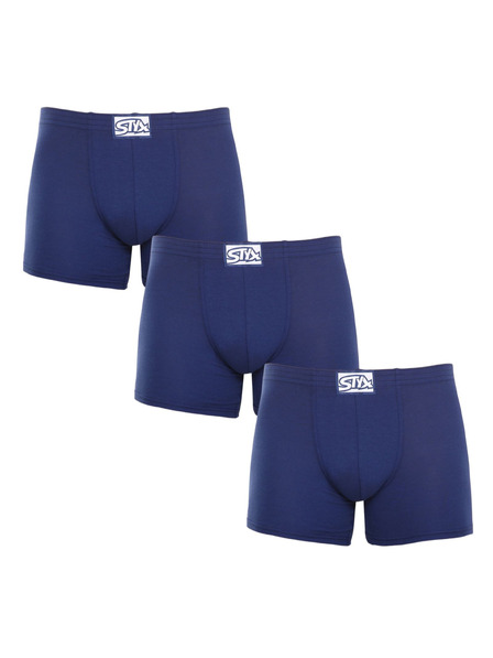 Styx Set de trei - boxeri bărbați Styx long elastică clasică albastru închis