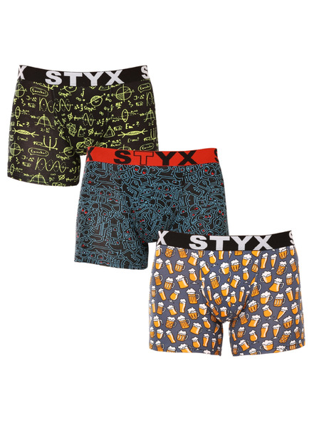 Styx Set de trei - boxeri bărbătești Styx long art bandă sportivă multicolori