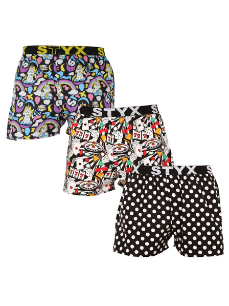 Styx Set trei - boxeri bărbătești Styx art banda elastică sport multicolor