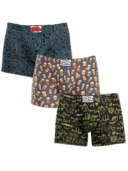 Styx Set trei - boxeri pentru bărbați Styx long art bandă clasică multicolor