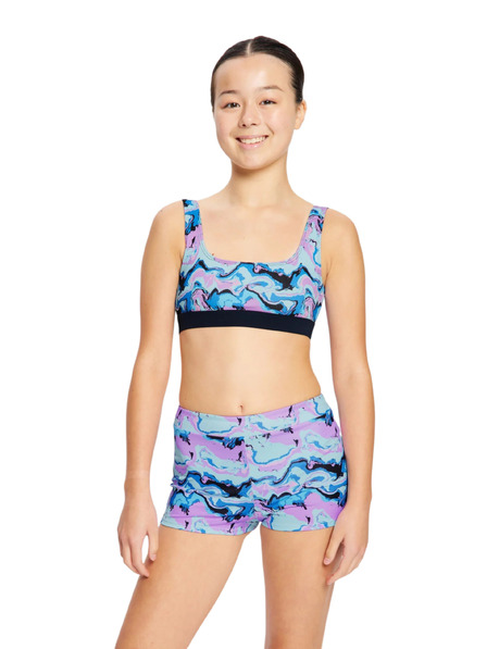Modibodi Costum de baie fete Modibodi Performance Reversible Crop Top Marble Blue partea de sus