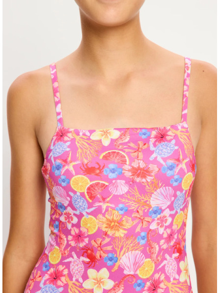 Modibodi Costum de baie menstrual fete Modibodi Marine Dream Teen Swimwear One Piece Light Tropicana Crush întreg