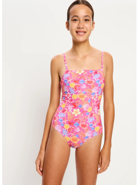 Modibodi Costum de baie menstrual fete Modibodi Marine Dream Teen Swimwear One Piece Light Tropicana Crush întreg