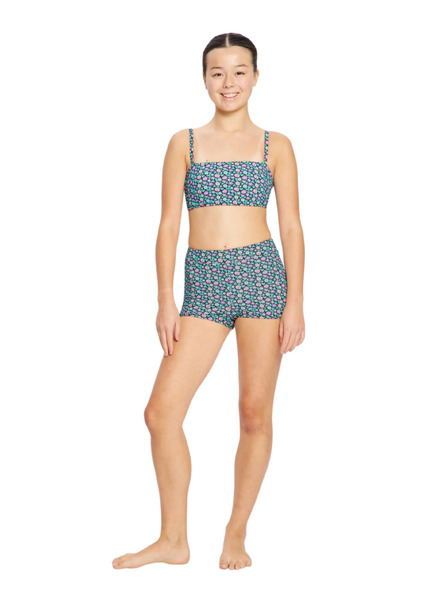 Modibodi Costum de baie fete Modibodi Bandeau Strap Crop Top Luna Blossom Black partea de sus