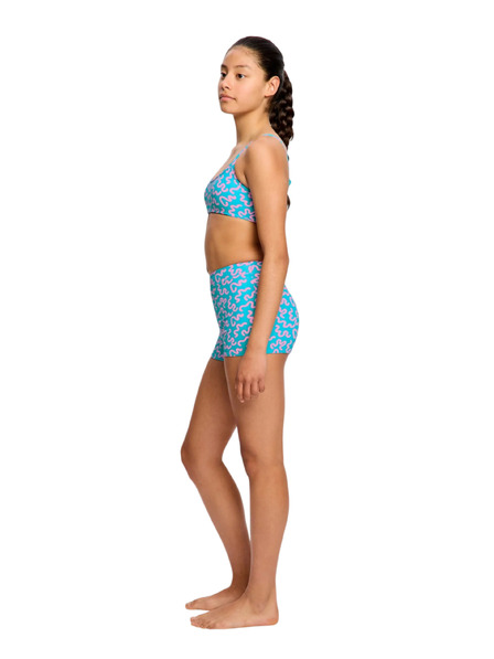 Modibodi Costum de baie menstrual pentru fete Modibodi Performance Hi Waist Short Super Wavy Blue parte de jos