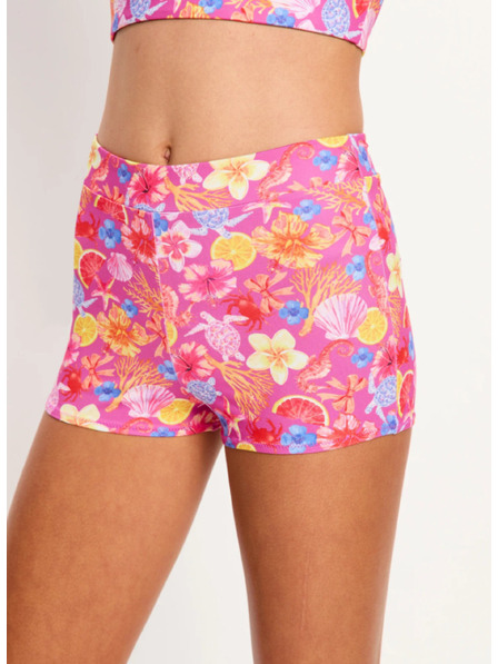 Modibodi Costum de baie menstrual pentru fete Modibodi Marine Teen Swimwear Hi Waist Short Super Tropicana Crush parte de jos