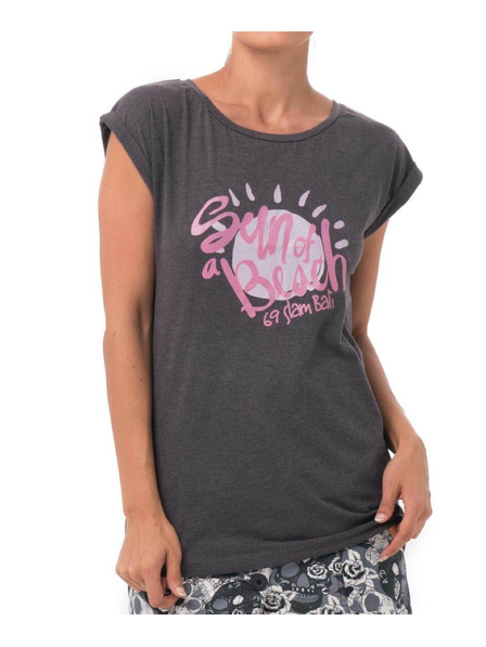 69slam Tricou pentru femei 69SLAM SUN OF A BEACH BLACK MELANGE ELISA