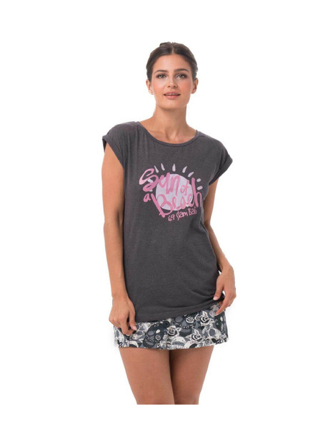 69slam Tricou pentru femei 69SLAM SUN OF A BEACH BLACK MELANGE ELISA