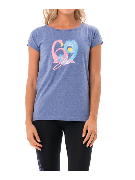 69slam Tricou pentru femei 69SLAM FLAMINGO WAVE BLUE MELANGE ELISA