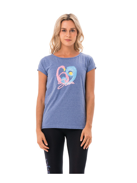 69slam Tricou pentru femei 69SLAM FLAMINGO WAVE BLUE MELANGE ELISA
