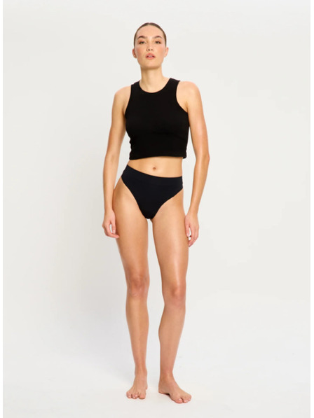 Modibodi Tanga menstruală Modibodi Modicomfort Seamless Hi Waist Thong Light Black