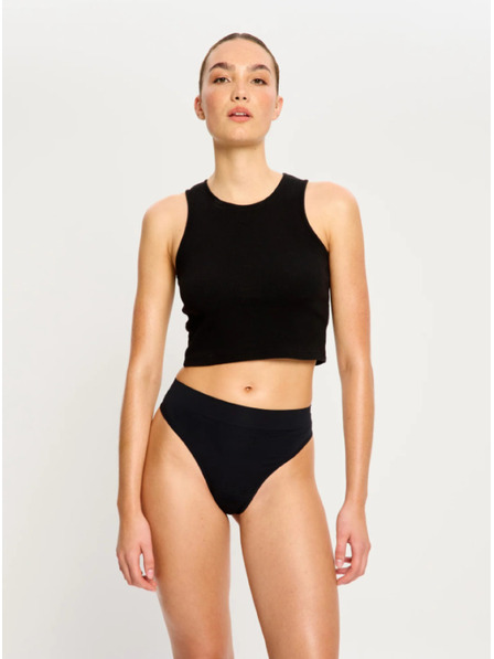 Modibodi Tanga menstruală Modibodi Modicomfort Seamless Hi Waist Thong Light Black