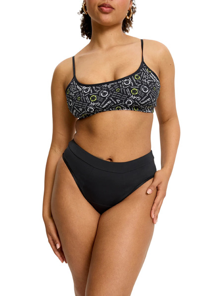 Modibodi Chilot menstrual Modibodi Smileyworld Hi Waist Brief Super-Overnight Negru