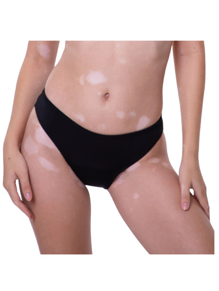 Femi.Eko Costum de baie menstrual Femi.Eko Maja Bikini UPF30 Moderate negru partea de jos