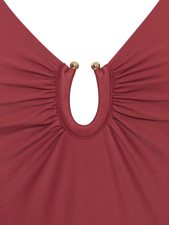 Modibodi Costum de baie menstrual Modibodi High V Neck One Piece Sahara Red