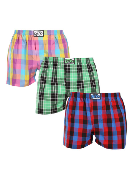 Styx Set de trei pantaloni scurți bărbătești Styx cu elastic clasic multicolori