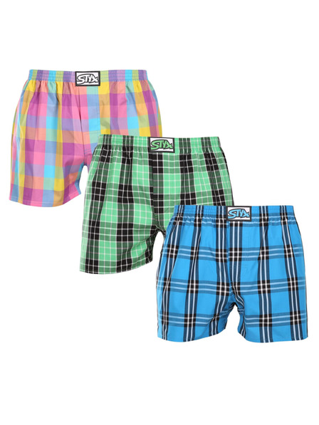 Styx Set de trei pantaloni scurți bărbătești Styx cu elastic clasic multicolori