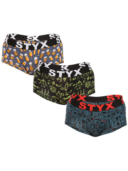 Styx Set de trei - chiloți de damă Styx art cu picior multicolor