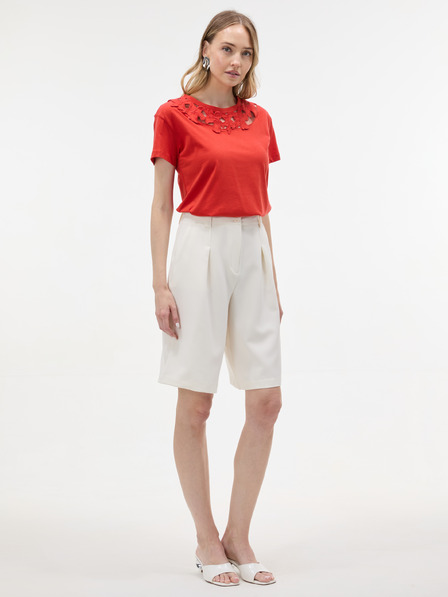 Orsay Tricou pentru femei roșu cu aplicație de dantelă ORSAY