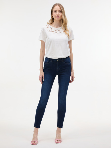 Orsay Tricou pentru femei alb cu aplicație de dantelă ORSAY