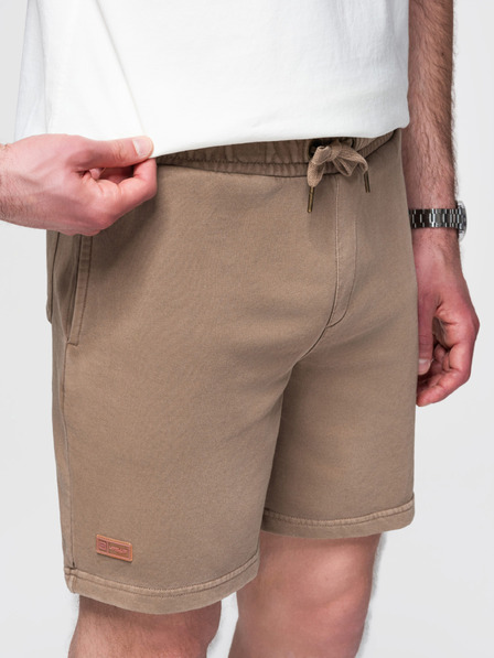 Ombre Clothing Pantaloni scurți de trening din bumbac pentru bărbați BASIC maro Ombre Clothing