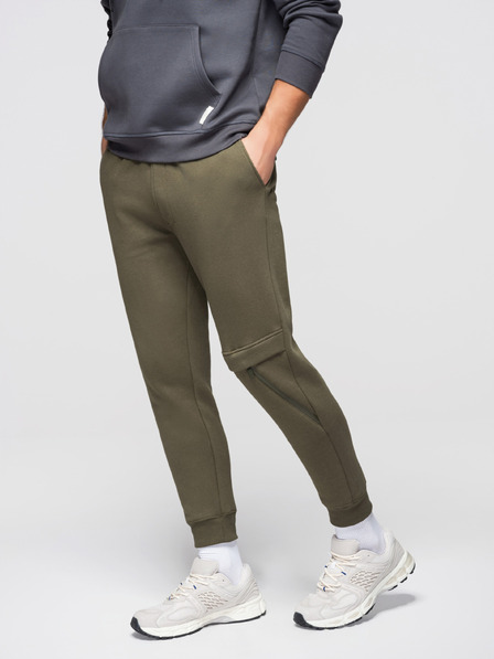 Ombre Clothing Pantaloni de trening bărbătești cu cusături și fermoar la pernă - oliv V3 P1529 Ombre Clothing