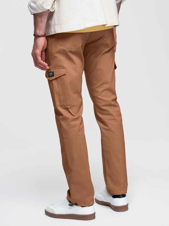 Ombre Clothing Pantaloni bărbătești cu buzunare cargo și tiv la pernă - maro cald V2 P1526 Ombre Clothing