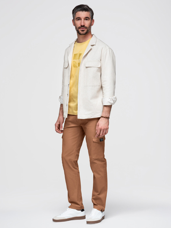 Ombre Clothing Pantaloni bărbătești cu buzunare cargo și tiv la pernă - maro cald V2 P1526 Ombre Clothing