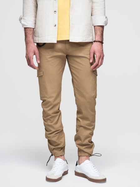 Ombre Clothing Pantaloni bărbătești cu buzunare cargo și tiv la pernă - bej deschis V3 P1526 Ombre Clothing
