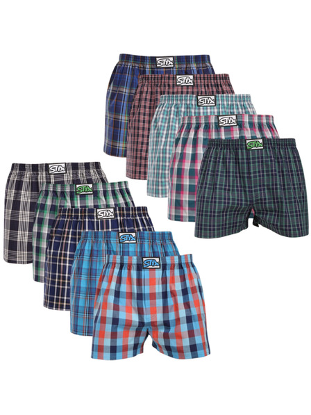 Styx Set de zece - boxeri bărbătești Styx clasic elastic multicolori