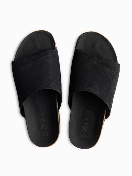 Ombre Clothing Papuci pentru bărbați din piele de căprioară naturală cu talpa din plută - cămilă V1 OM-FOSF-0247 Ombre Clothing
