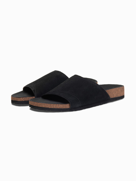 Ombre Clothing Papuci pentru bărbați din piele de căprioară naturală cu talpa din plută - cămilă V1 OM-FOSF-0247 Ombre Clothing