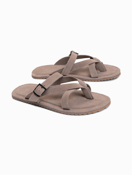 Ombre Clothing Papuci pentru bărbați din piele de căprioară cu benzi de stabilizare suplimentare - ash V2 OM-FOSF-0253 Ombre Clothing