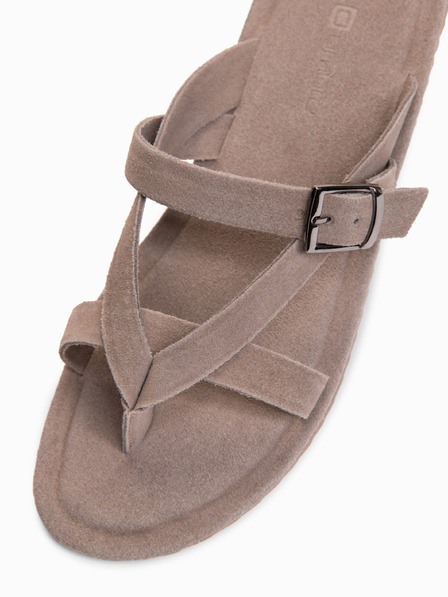 Ombre Clothing Papuci pentru bărbați din piele de căprioară cu benzi de stabilizare suplimentare - ash V2 OM-FOSF-0253 Ombre Clothing