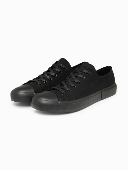 Ombre Clothing Adidași bărbați monocromi cu vârf jos – negru V5 OM-FOTL-0189 Ombre Clothing