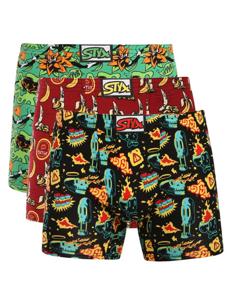 Styx Set trei - boxeri pentru bărbați Styx long art bandă clasică multicolor