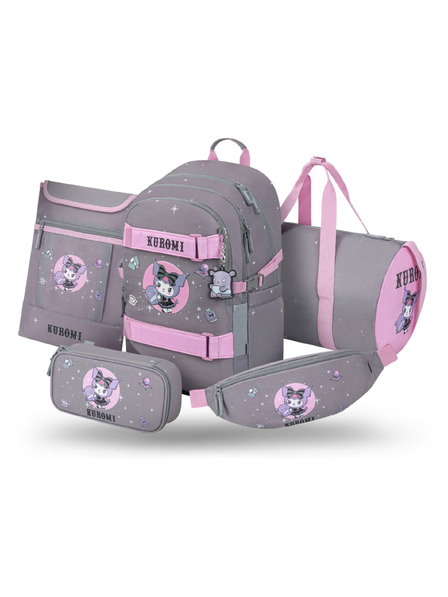 BAAGL  BAAGL SET 5 Skate Kuromi Grey: rucsac, penar, geantă sport, borsă de brâu, husă laptop GRS