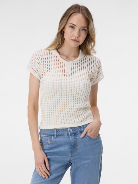 Orsay Tricou din tricot pentru femei crem cu guler ORSAY