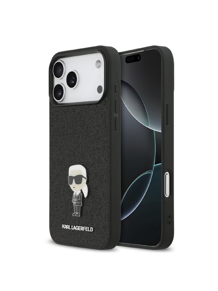 Karl Lagerfeld Karl Lagerfeld Fixed Glitter Metal Ikonik Carcasă Spate pentru iPhone 17 Pro Max Black