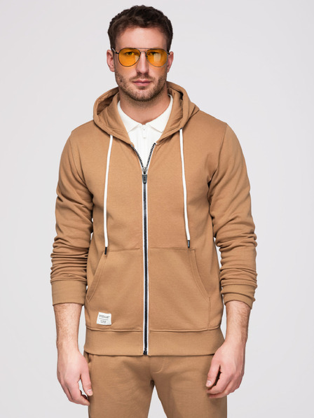 Ombre Clothing Compleu de trening pentru bărbați: hanorac cu glugă și fermoar + pantaloni cu tiv drept – maro V2 Z23 Ombre Clothing