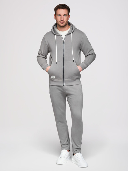 Ombre Clothing Compleu de trening pentru bărbați: hanorac cu glugă și fermoar + pantaloni cu tiv drept – gri V8 Z23 Ombre Clothing