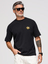 Ombre Clothing Tricou cu croială liberă pentru bărbați cu aplicație albine pe piept – fildeș V1 OM-TSCT-0275 Ombre Clothing