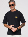 Ombre Clothing Tricou cu croială liberă pentru bărbați cu aplicație albine pe piept – fildeș V1 OM-TSCT-0275 Ombre Clothing