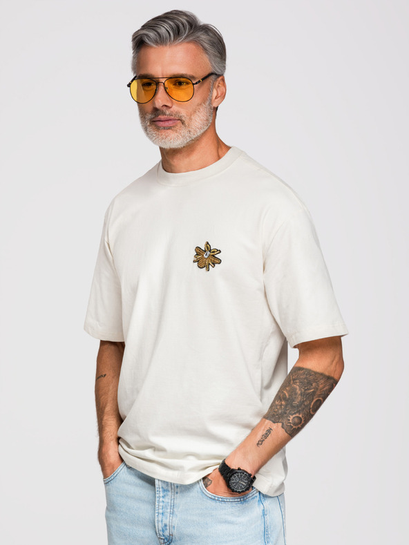 Ombre Clothing Tricou "OM-TSCT-0275" – culoare crem Ombre Clothing