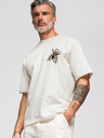 Ombre Clothing Tricou pentru bărbați cu aplicație păianjen din cristale și margele aurii – fildeș V2 OM-TSCT-0277 Ombre Clothing